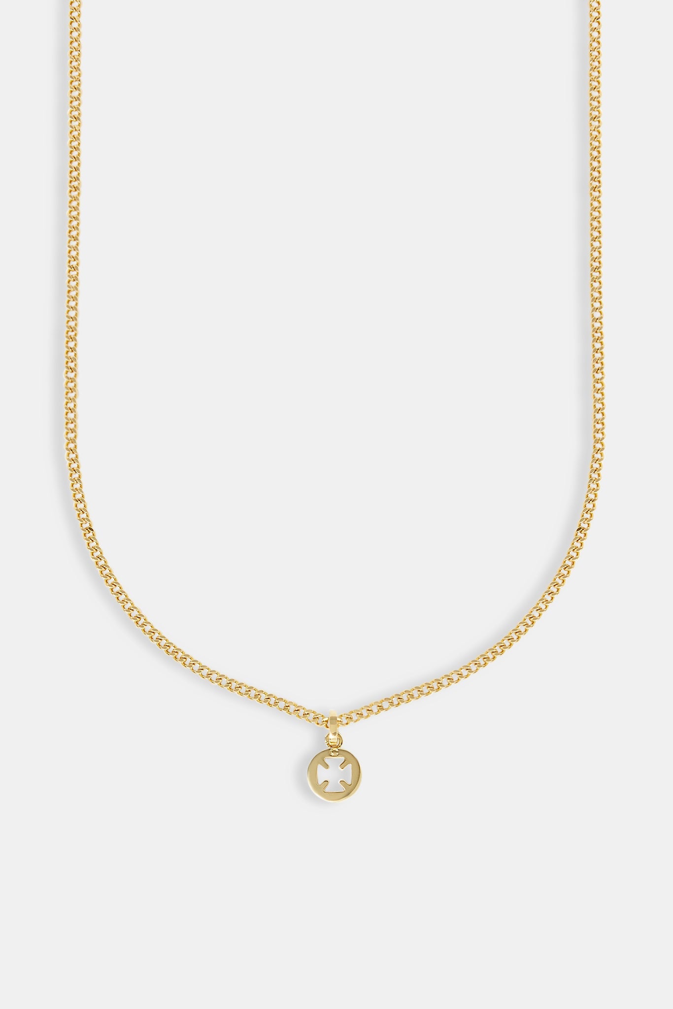 Micro Polished Motif Cut Out Necklace - 10mm - Gold